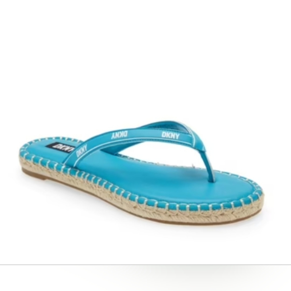 NWT! DKNY Women's Espadrille Thong Sandals Size 6M in Electric Blue